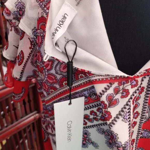 CK, Calvin Klein Red Paisley Dress - Picture 7 of 7